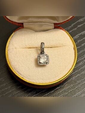 Retired Pandora Sterling Silver Timeless Elegance Pendant Charm with Cz